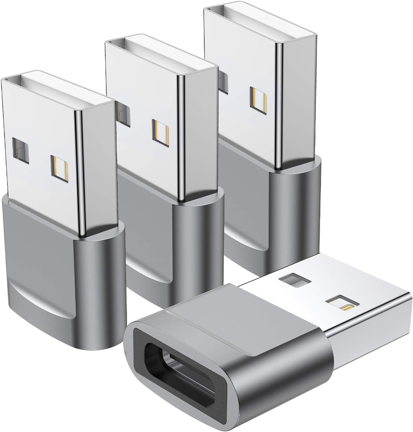 USB C Female to USB Male Adapter (4-Pack), Type C to USB a Charger Converter for Iphone 17 16 15 14 13 12 11 Pro Max, Samsung Galaxy S25 S24 S23 S22 Ultra, Apple Iwatch Watch Series 7 8, Airpods,Ipad