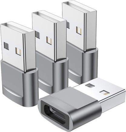 USB C Female to USB Male Adapter (4-Pack), Type C to USB a Charger Converter for Iphone 17 16 15 14 13 12 11 Pro Max, Samsung Galaxy S25 S24 S23 S22 Ultra, Apple Iwatch Watch Series 7 8, Airpods,Ipad