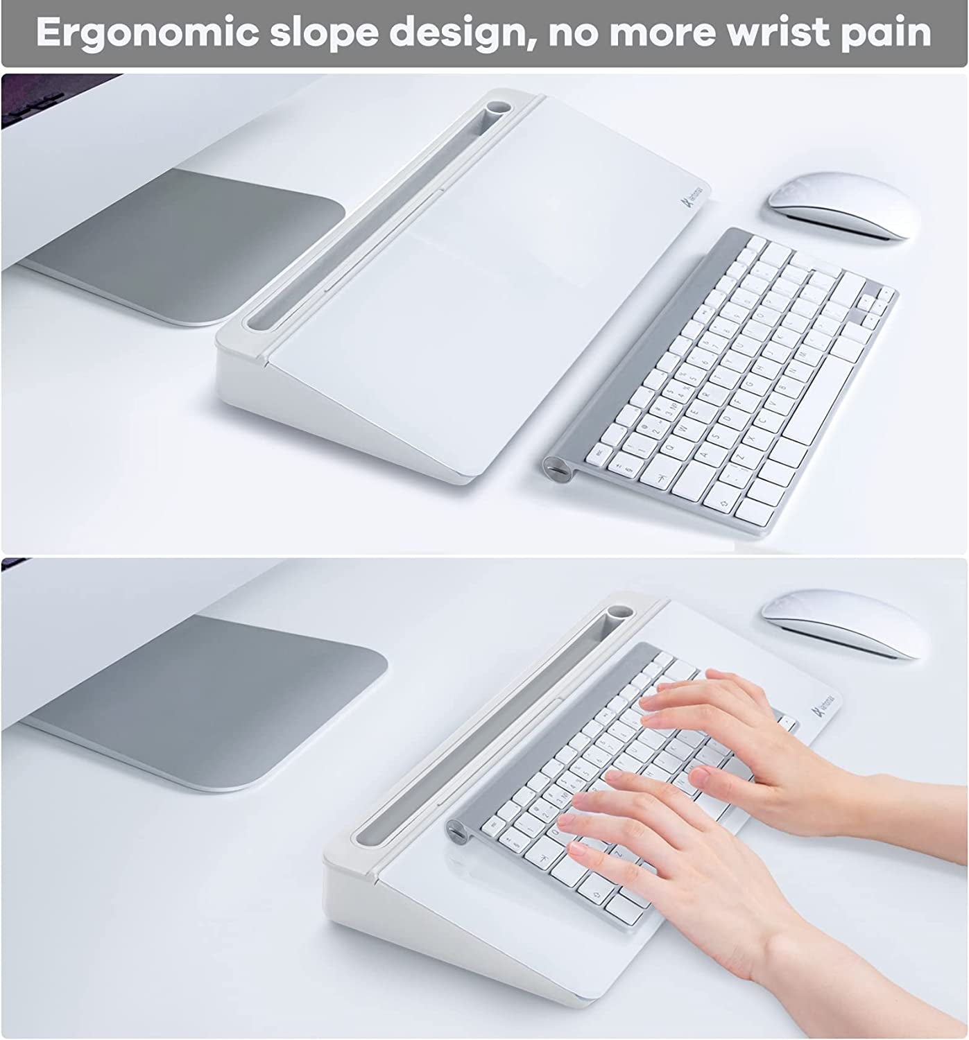 Glass Desk Whiteboard with Storage, Desktop Organizer To-Do List Memo Notepad Dry Erase White Board for Home Office and School Supplies (White)