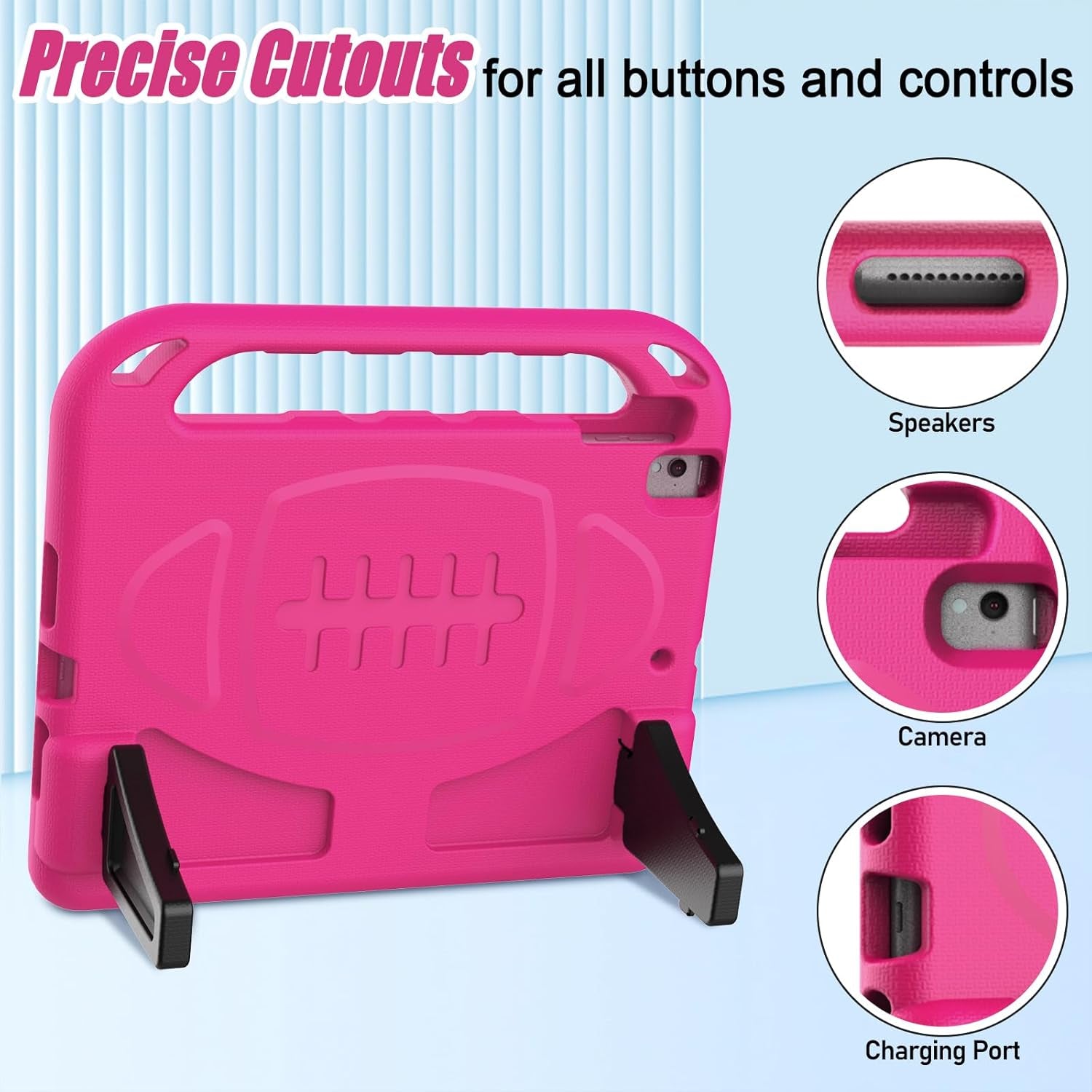 Ipad 10.2 Case 9Th/8Th/7Th Generation(2021/2020/2019), Ipad 10.2 Case for Kids, with Built-In Screen Protector, Shockproof Light Weight Handle Stand Kids Case for Ipad 9/8/7 Gen 10.2-Inch, Pink